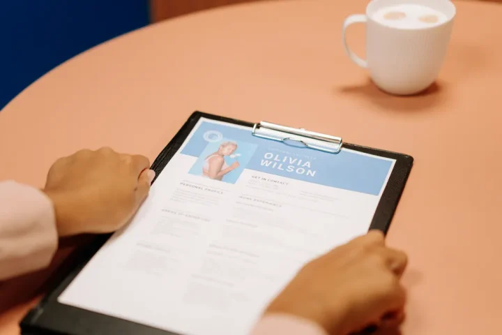 job application form on a clipboard