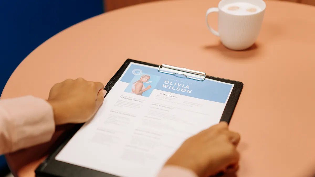 job application form on a clipboard