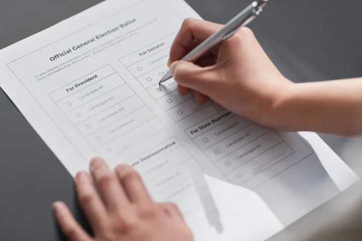 person checking boxes on a printed intake checklist