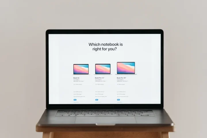 laptop showing a product comparison page