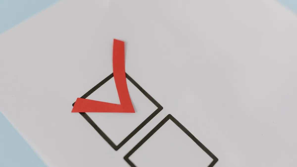checked box on a checklist sheet